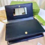 Gucci Women GG Matelassé Chain Wallet Black Leather Double G Chain Strap - Image 6