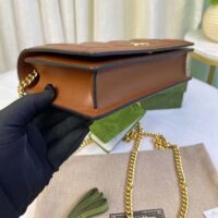 Gucci Women GG Matelassé Chain Wallet Brown Leather Double G Chain Strap (3)