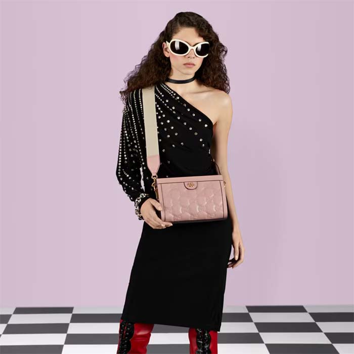 Gucci Women GG Matelassé Leather Small Bag Pink GG Double G (3)