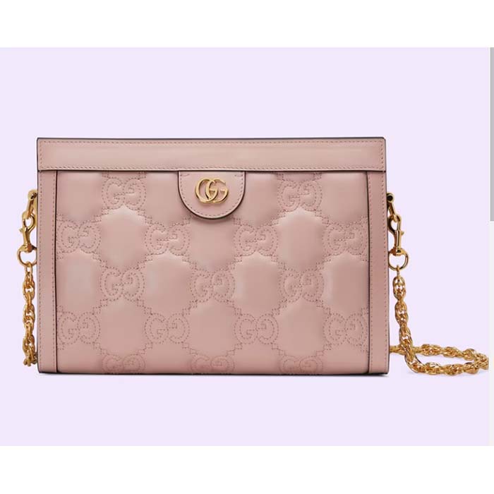 Gucci Women GG Matelassé Leather Small Bag Pink GG Double G
