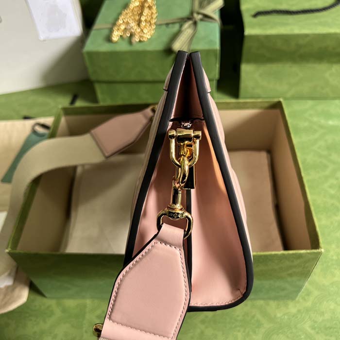 Gucci Women GG Matelassé Leather Small Bag Pink GG Double G (5)