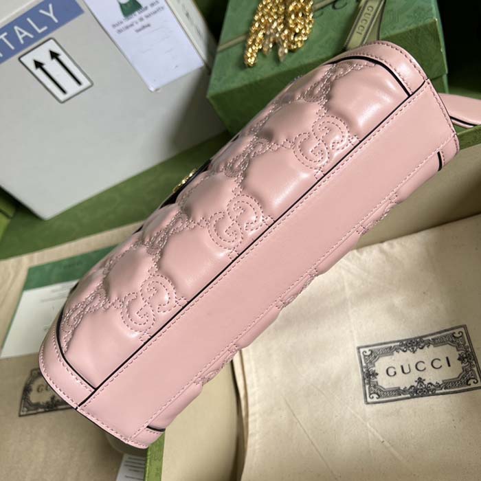 Gucci Women GG Matelassé Leather Small Bag Pink GG Double G (6)