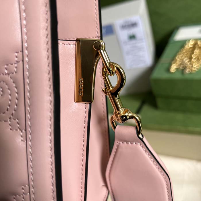 Gucci Women GG Matelassé Leather Small Bag Pink GG Double G (7)