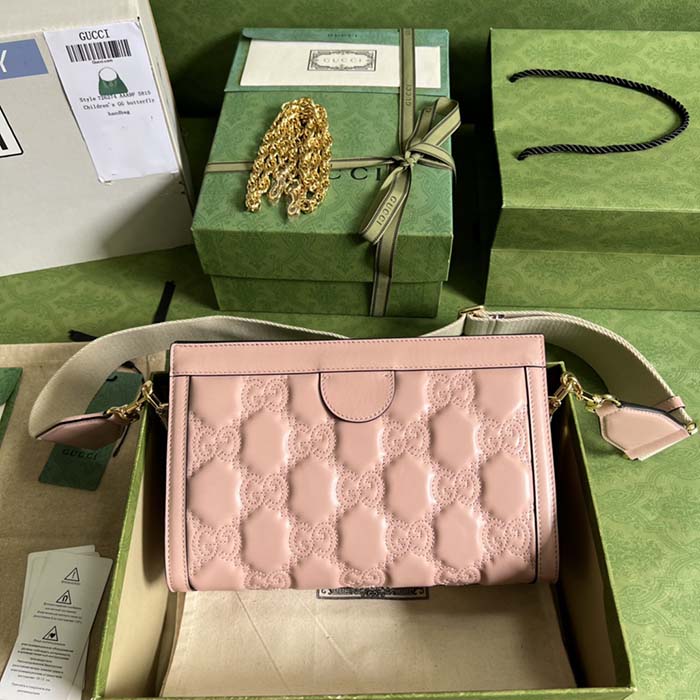 Gucci Women GG Matelassé Leather Small Bag Pink GG Double G (9)