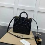 Gucci Women GG Matelassé Mini Top Handle Bag Black Leather Double G - Image 2