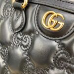Gucci Women GG Matelassé Mini Top Handle Bag Black Leather Double G - Image 8