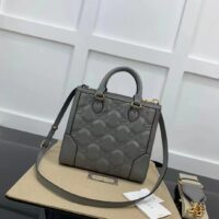 Gucci Women GG Matelassé Mini Top Handle Bag Dusty Grey Leather Double G (1)