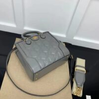 Gucci Women GG Matelassé Mini Top Handle Bag Dusty Grey Leather Double G (1)