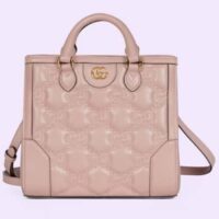 Gucci Women GG Matelassé Mini Top Handle Bag Pink Leather Double G (8)