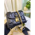 Gucci Women GG Matelassé Small Top Handle Bag Black Leather Double G - Image 2