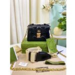 Gucci Women GG Matelassé Small Top Handle Bag Black Leather Double G - Image 8