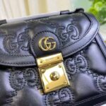 Gucci Women GG Matelassé Small Top Handle Bag Black Leather Double G - Image 7