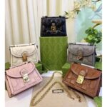 Gucci Women GG Matelassé Small Top Handle Bag Dusty Grey Leather Double G - Imagen 11