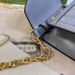 Gucci Women GG Matelassé Small Top Handle Bag Dusty Grey Leather Double G - Imagen 9