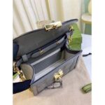 Gucci Women GG Matelassé Small Top Handle Bag Dusty Grey Leather Double G - Imagen 7