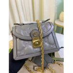 Gucci Women GG Matelassé Small Top Handle Bag Dusty Grey Leather Double G - Imagen 2