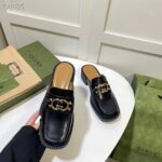 Gucci Women GG Slipper Interlocking G Black Leather Low 2.5 Cm Heel – Image 8