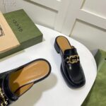 Gucci Women GG Slipper Interlocking G Black Leather Low 2.5 Cm Heel – Image 10