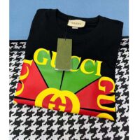 Gucci Women GG Vintage Logo Print T-Shirt Black Cotton Jersey Crewneck Short Sleeves (1)