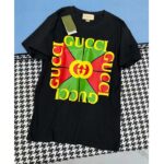 Gucci Men GG Vintage Logo Print T-Shirt Black Cotton Jersey Crewneck Short Sleeves - Image 2
