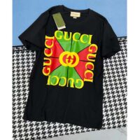 Gucci Women GG Vintage Logo Print T-Shirt Black Cotton Jersey Crewneck Short Sleeves (1)