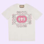 Gucci Women GG Vintage Logo Print T-Shirt Off White Cotton Jersey Crewneck