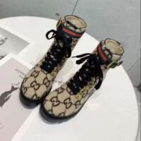 Gucci Women Gucci Zumi GG Wool Ankle Boot Beige Ebony GG Wool (3)
