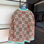 Gucci Men Maxi GG Cotton Cardigan Red Green Long Sleeves V-Neck - Image 3