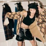 Gucci Women Maxi GG Wool Jersey Jacket Beige Black Polyamide Polyester - Imagen 13