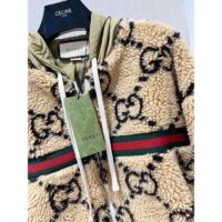 Gucci Women Maxi GG Wool Jersey Jacket Beige Black Polyamide Polyester (4)