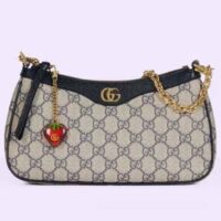 Gucci Women Ophidia GG Small Handbag Beige Blue GG Supreme Canvas Double G (1)