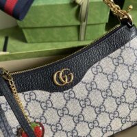 Gucci Women Ophidia GG Small Handbag Beige Blue GG Supreme Canvas Double G (1)