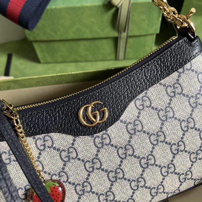 Gucci Women Ophidia GG Small Handbag Beige Blue GG Supreme Canvas Double G (2)