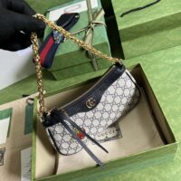 Gucci Women Ophidia GG Small Handbag Beige Blue GG Supreme Canvas Double G (1)