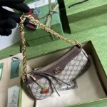 Gucci Women Ophidia GG Small Handbag Beige Ebony GG Supreme Canvas - Image 4