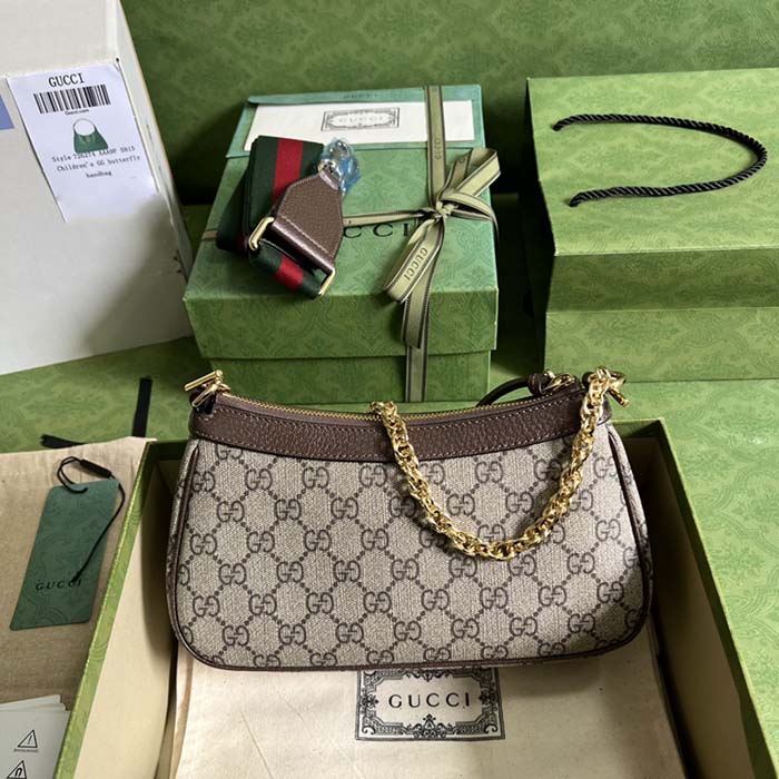 Gucci Women Ophidia GG Small Handbag Beige Ebony GG Supreme Canvas (5)