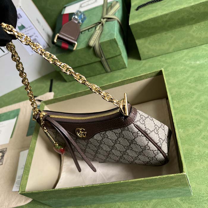 Gucci Women Ophidia GG Small Handbag Beige Ebony GG Supreme Canvas (8)