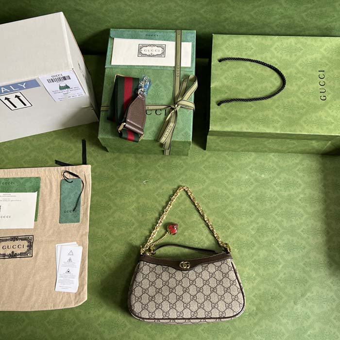 Gucci Women Ophidia GG Small Handbag Beige Ebony GG Supreme Canvas (9)
