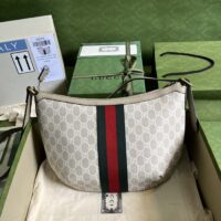 Gucci Women Ophidia GG Small Shoulder Bag Beige White GG Supreme Canvas (1)