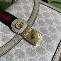 Gucci Women Ophidia GG Small Top Handle Bag Beige White Supreme Canvas (12)