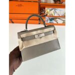 Hermes Women Mini Kelly 20 Bag Epsom Leather Silver Hardware-Grey - Image 5