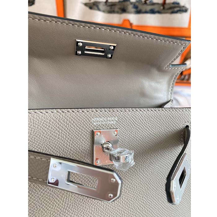 Hermes Women Mini Kelly 20 Bag Epsom Leather Gold Hardware-Grey (8)