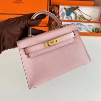 Hermes Women Mini Kelly 20 Bag Epsom Leather Gold Hardware-Pink (8)