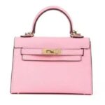 Hermes Women Mini Kelly 20 Bag Epsom Leather Gold Hardware-Pink