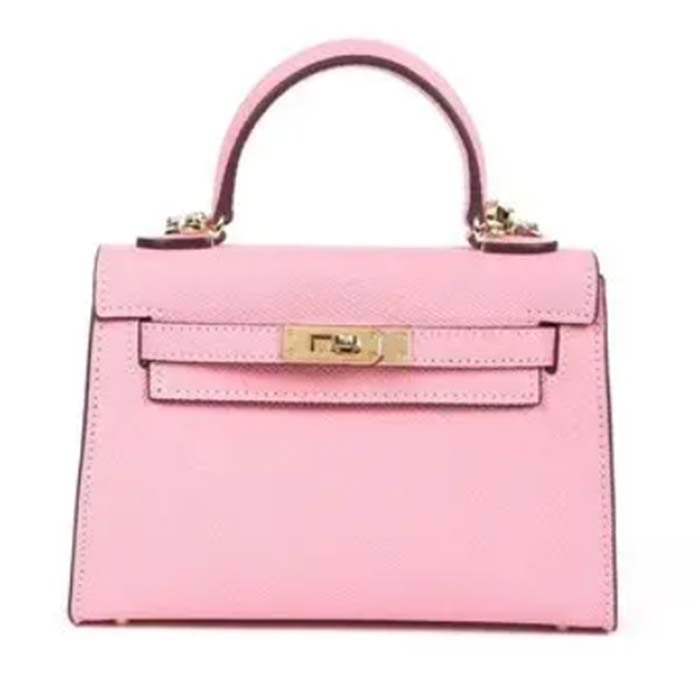 Hermes Women Mini Kelly 20 Bag Epsom Leather Gold Hardware-Pink