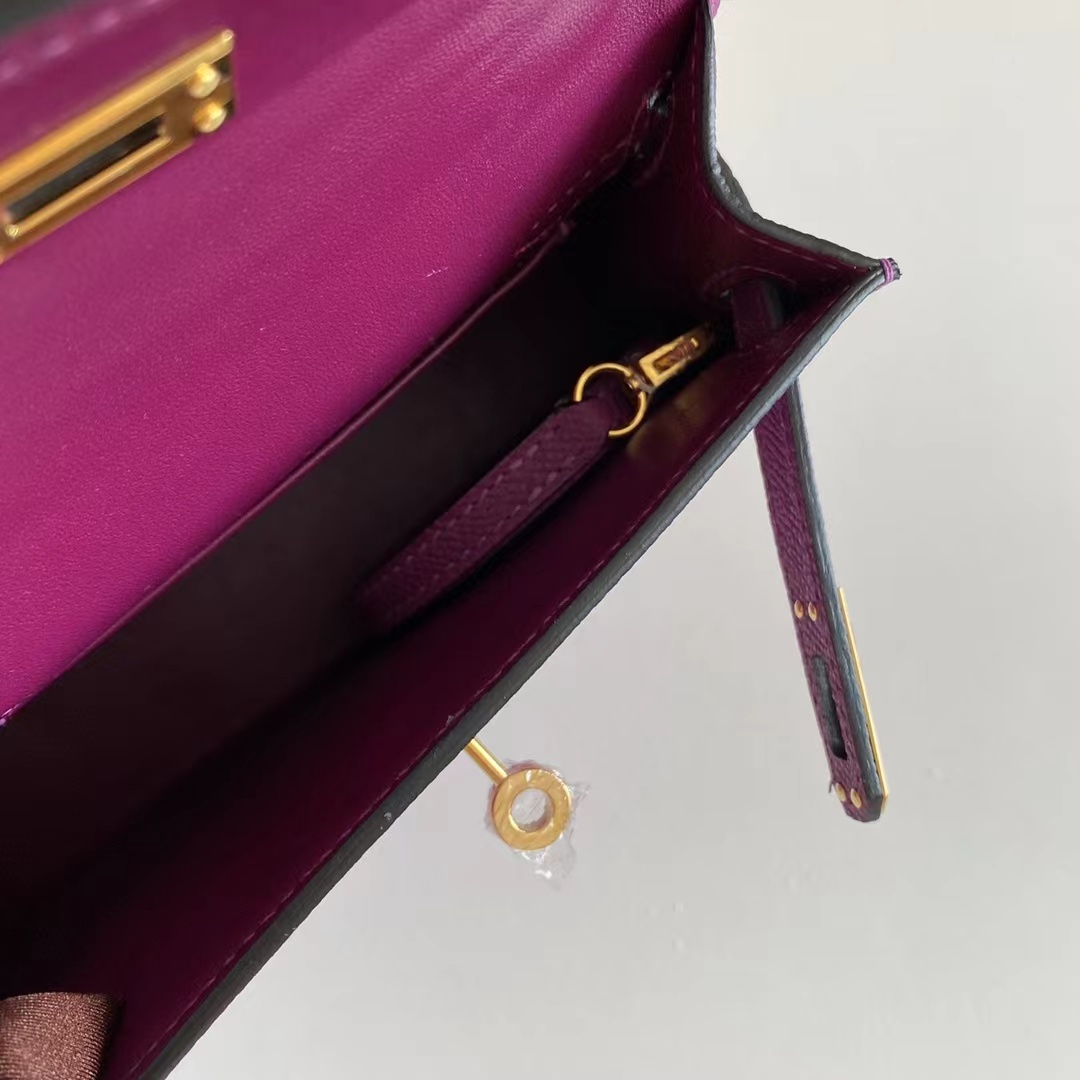 Hermes Women Mini Kelly 20 Bag Epsom Leather Gold Hardware-Purple (10)