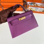 Hermes Women Mini Kelly 20 Bag Epsom Leather Gold Hardware-Purple – Image 4