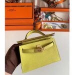 Hermes Women Mini Kelly 20 Bag Epsom Leather Gold Hardware-Yellow – Image 5