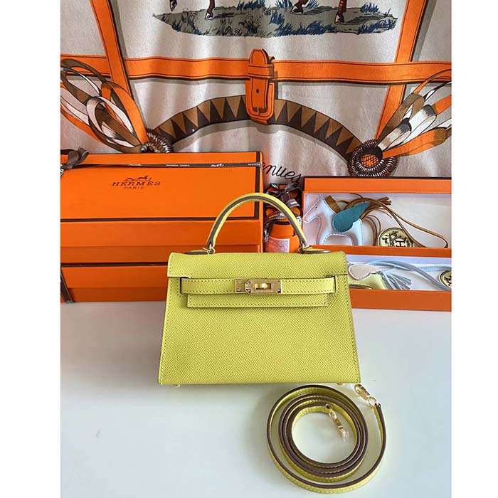 Hermès Mini Kelly Jade Epsom 20 Gold Hardware, 2022 (Very Good), Green Womens Handbag