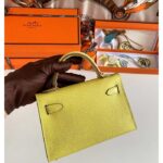 Hermes Women Mini Kelly 20 Bag Epsom Leather Gold Hardware-Yellow – Image 7